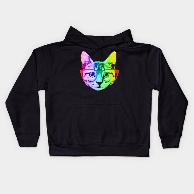 Funny Rainbow Cat Kids Hoodie by robotface